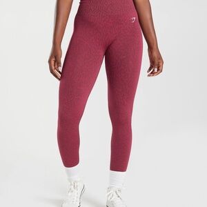 Gymshark red and pink full length cheetah print leggings size Medium